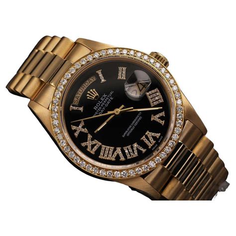 rolex presidential black face with diamonds|rolex presidential with diamond bezel.